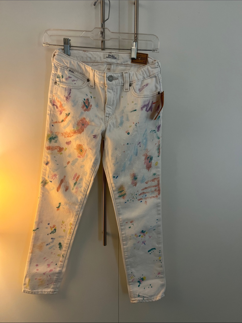 Polo by Ralph Lauren White Paint-Splatter Skinny Jeans kids